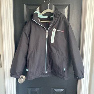 Swiss Tech Kids Winter Jacket Coat with Hood Black Blue Size 6-6X